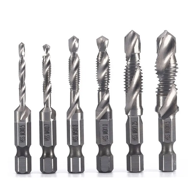 

Набор насадок для крана, высокоскоростной стальной Резьбовой Набор с титановым покрытием и шестигранным хвостовиком, композитный ручной инструмент для столярных работ