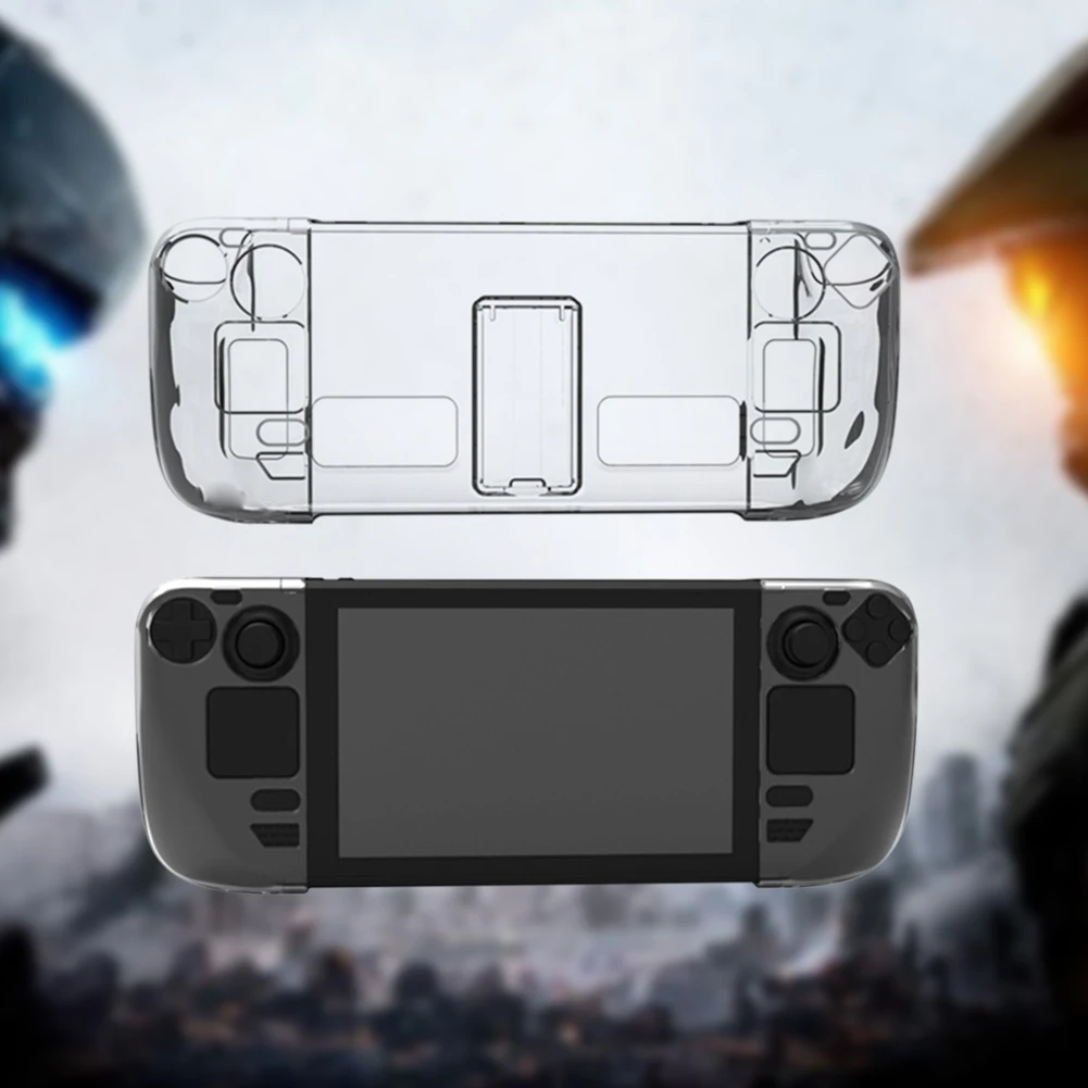 

Clear PC Crystal Shell with Bracket Split Housing Cover Case Replacement Game Console Protective Case Accessories for Steam Deck