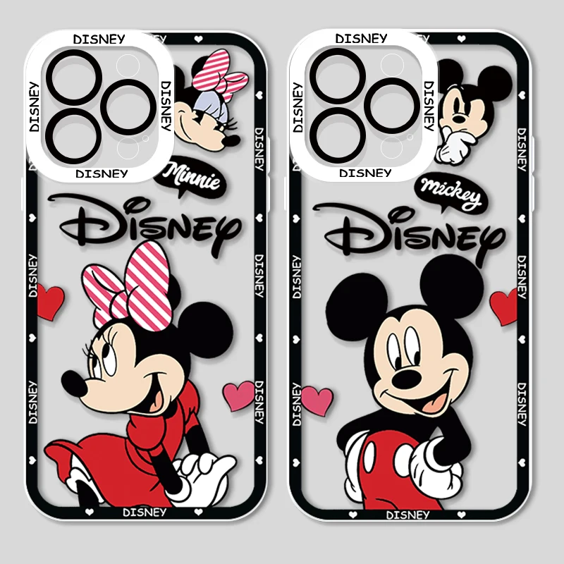 

Disney Minnie Mickey Love Transparent Phone Case For iPhone 14 13 12 11 Mini XS XR X Pro MAX 8 7 6 Plus SE Angel Eyes