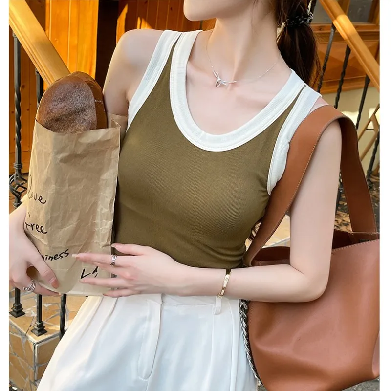 

Summer Women's Bra Top Sports Tank Tops Black Camis Beauty Back Crop Tops with Removable Pad Bralette Streetwear Camisole