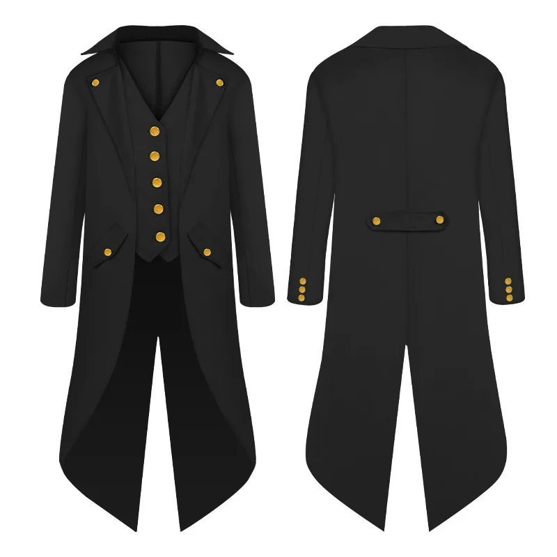 Kids Tailcoat Tuxedo Gothic Medieval Retro Clothing Halloween Kid Costume 1920s' Coat Uniform Blue Purple boys girls Tuxedos