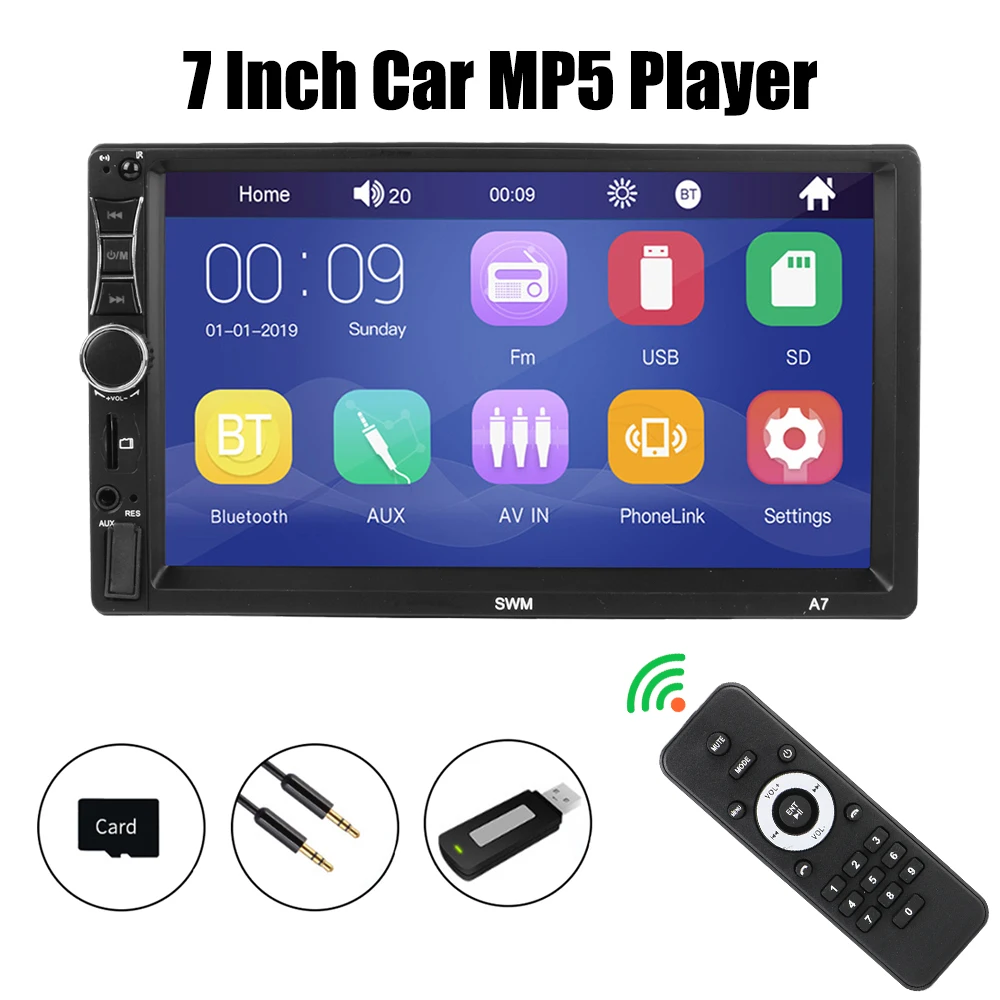 

Touch Screen Hands-free Universal Bluetooth MP5 Car Radio TF USB 7 Inch Multimedia Player FM Receiver 2 Din Mirror Link