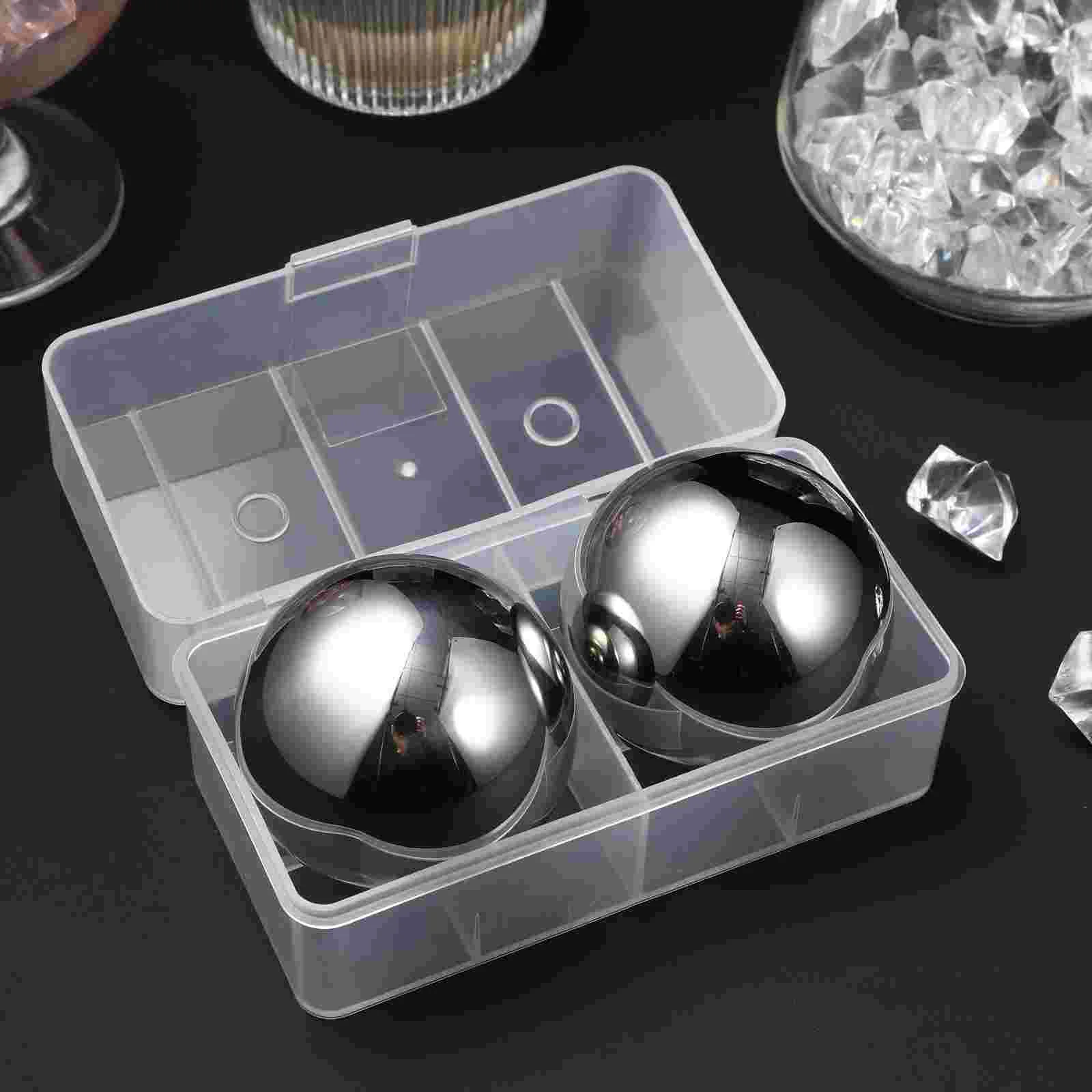 

2 Pcs Stainless Steel Ice Spheres Whiskey Balls Round Ice Cubes for Beverage