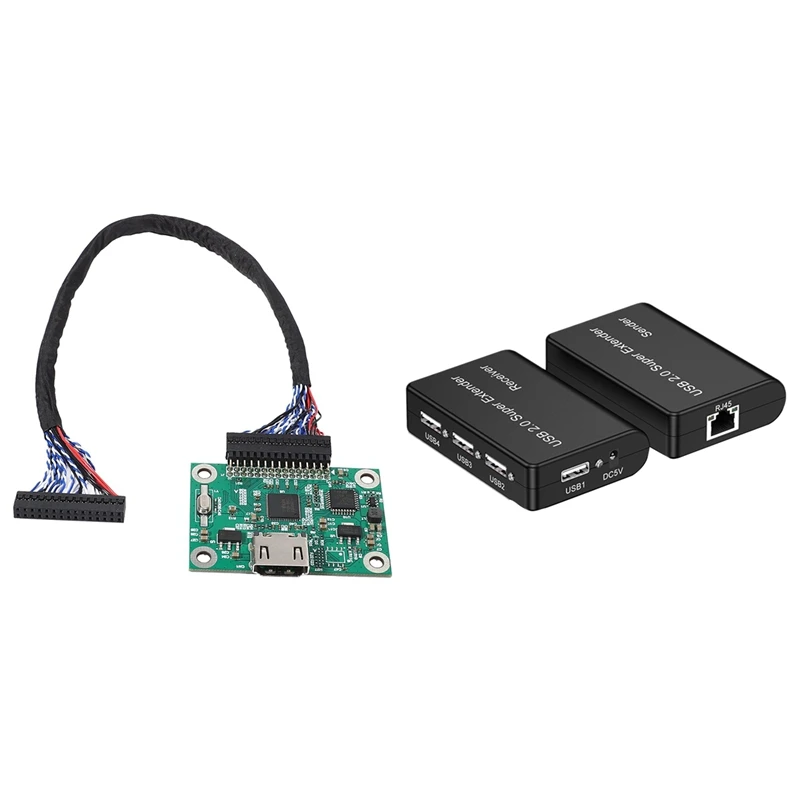 

USB2.0 Super Extender 100M 4Port USB To RJ45 480Mbps EU Plug & LVDS To HDMI Board HDMI To LVDS Supports Conversion Board