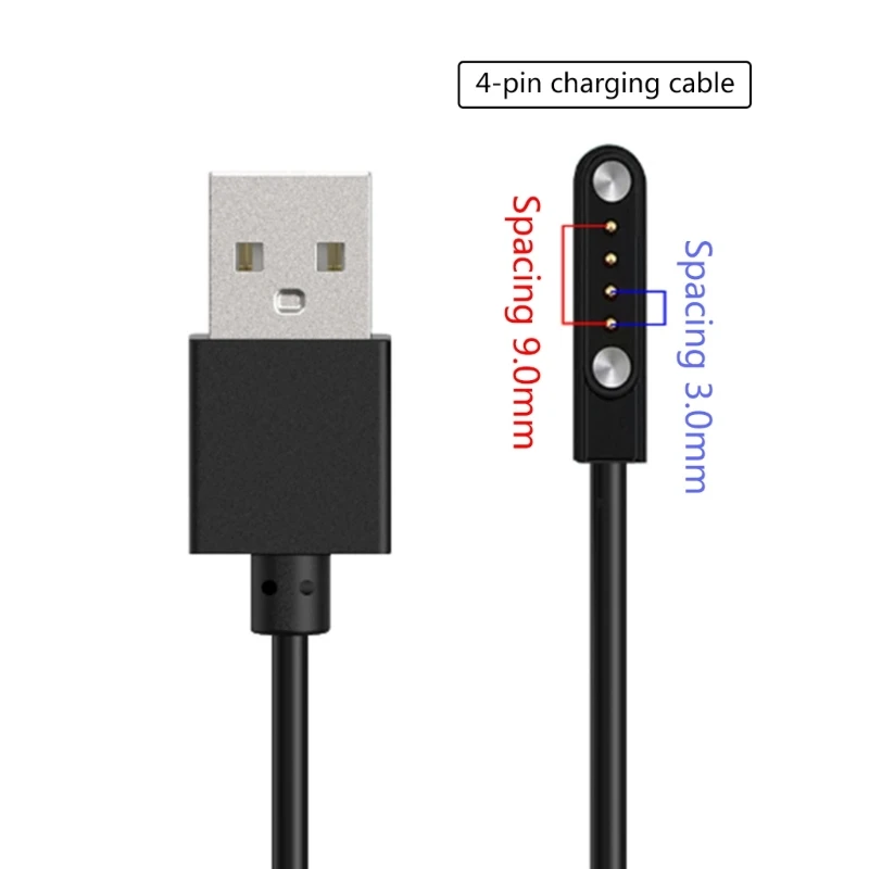 

USB Magnetic Charging Cable 4pin 9mm Space for Jeep P03/MT1 Watch Accessory Dropship