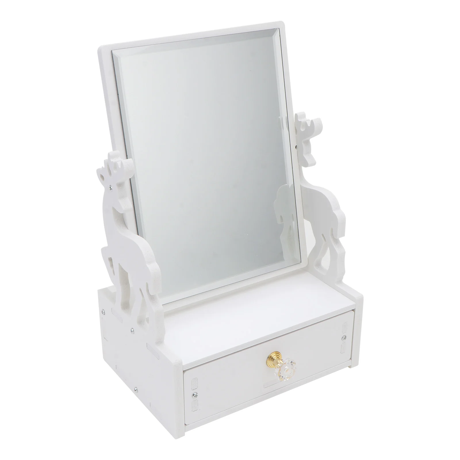 

1Pc Desktop Makeup Mirror with Drawer Plastic Cosmetics Supplies for Bedroom
