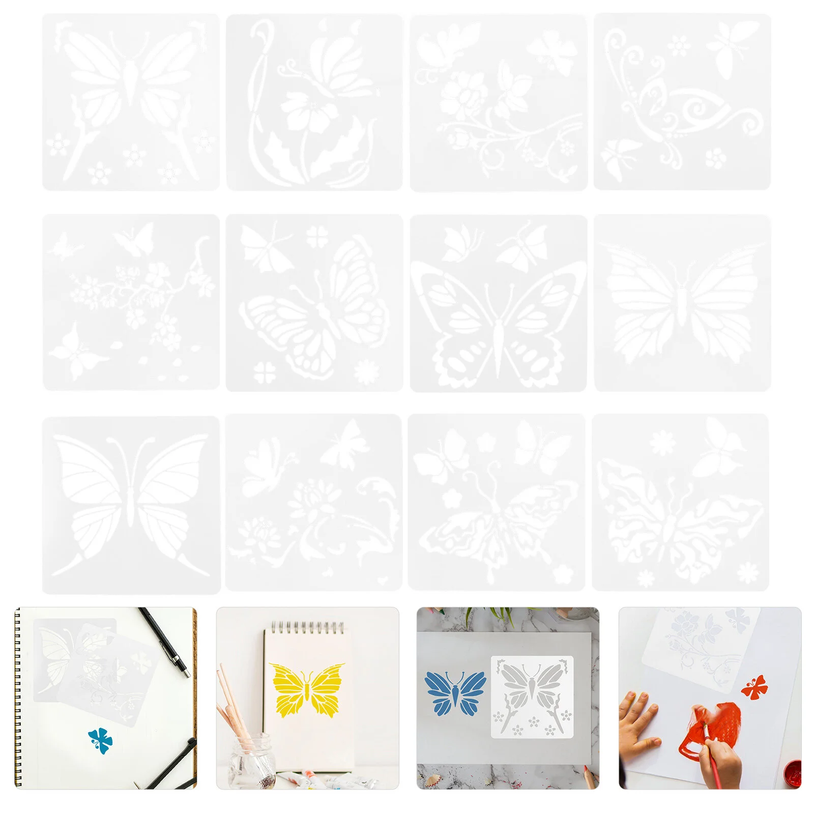 

12 шт., трафареты для рисования бабочек