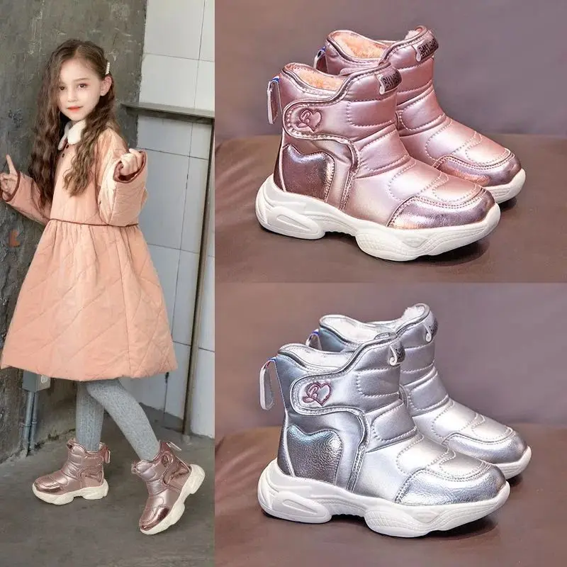 Girls' Snow Boots 2022 New Winter Cotton Shoes Plush Thickened Children's Short Boots Children's Cotton Boots Kids Shoes