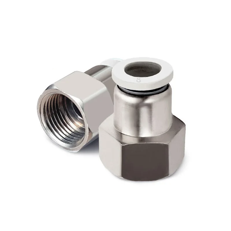 

White Pneumatic Quick Connector Air Fitting PCF For 4 6 8 10 12mm Hose Tube Pipe To 1/8" 3/8" 1/2" 1/4" BSP Female Thread Brass