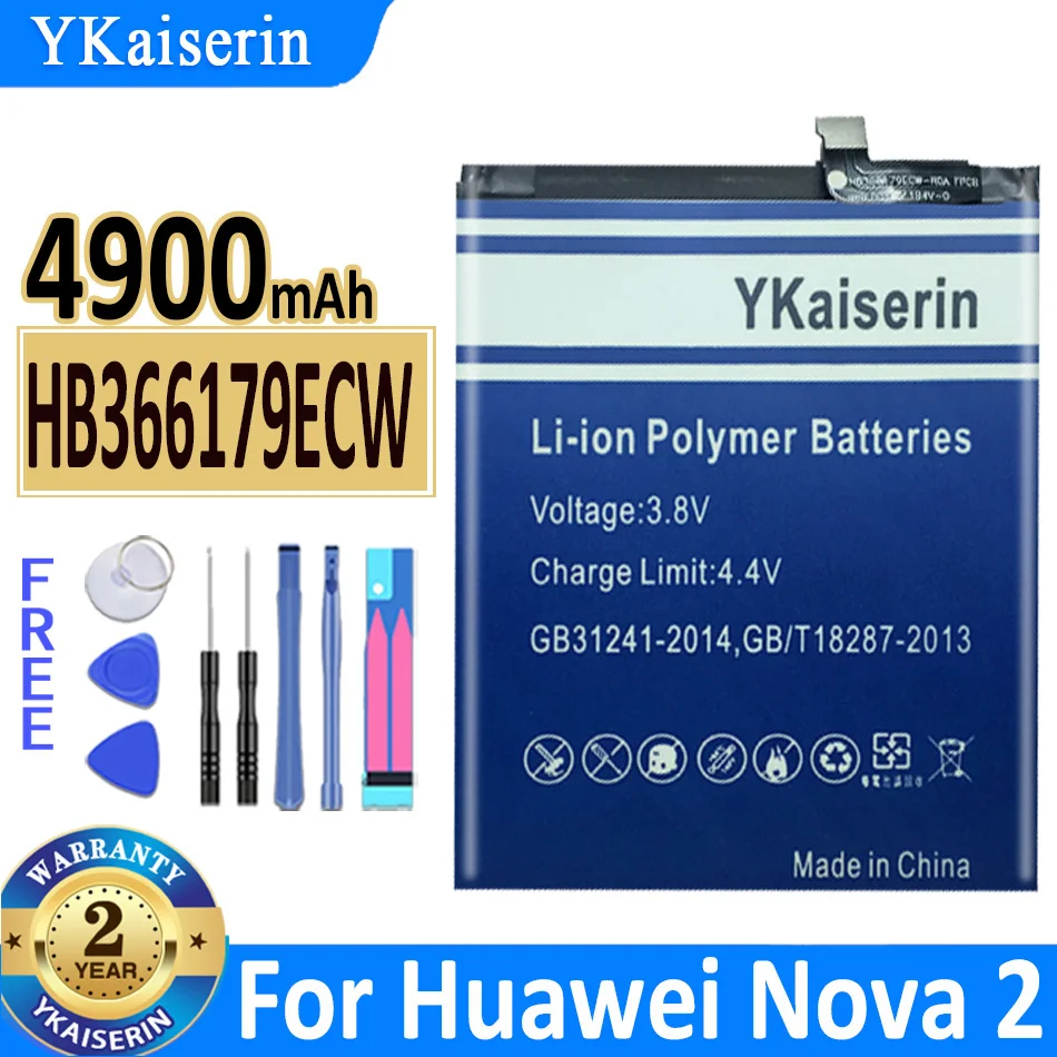 

Аккумулятор ykaisсеребрин HB366179ECW на 4900 мА · ч для Huawei Nova 2 Nova2, яркий аккумулятор большой емкости + трек №