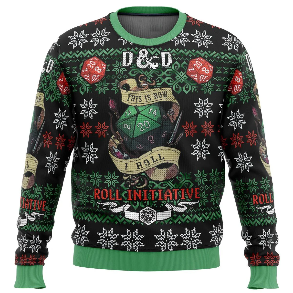 

Roll Initiative Dungeons & Dragons Ugly Christmas Sweater Christmas Sweater gift Santa Claus pullover men 3D Sweatshirt and top