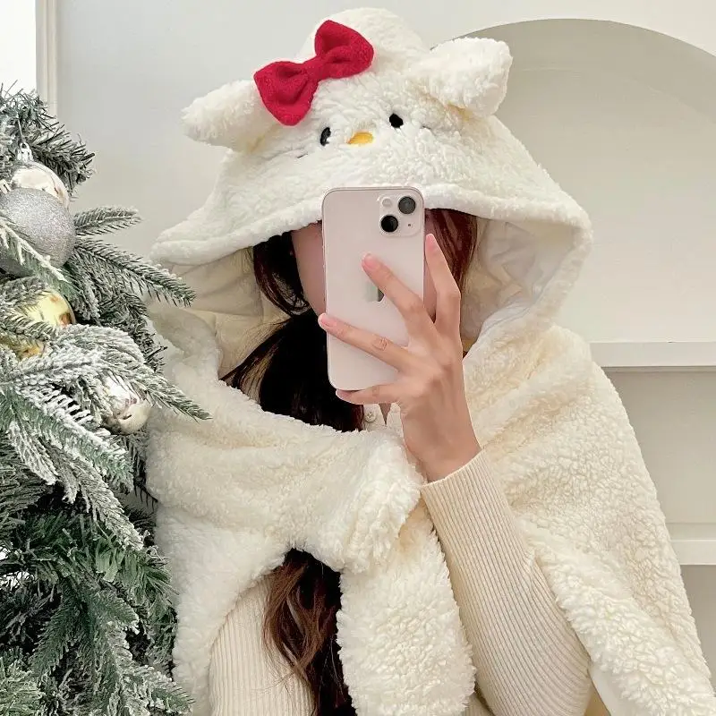 

Новинка плюшевая шаль кавайная почтовая Милая Sanrio симпатичная креативная зимняя утолщенная теплая кукла мультяшное одеяло Hellokittys подарок на день рождения