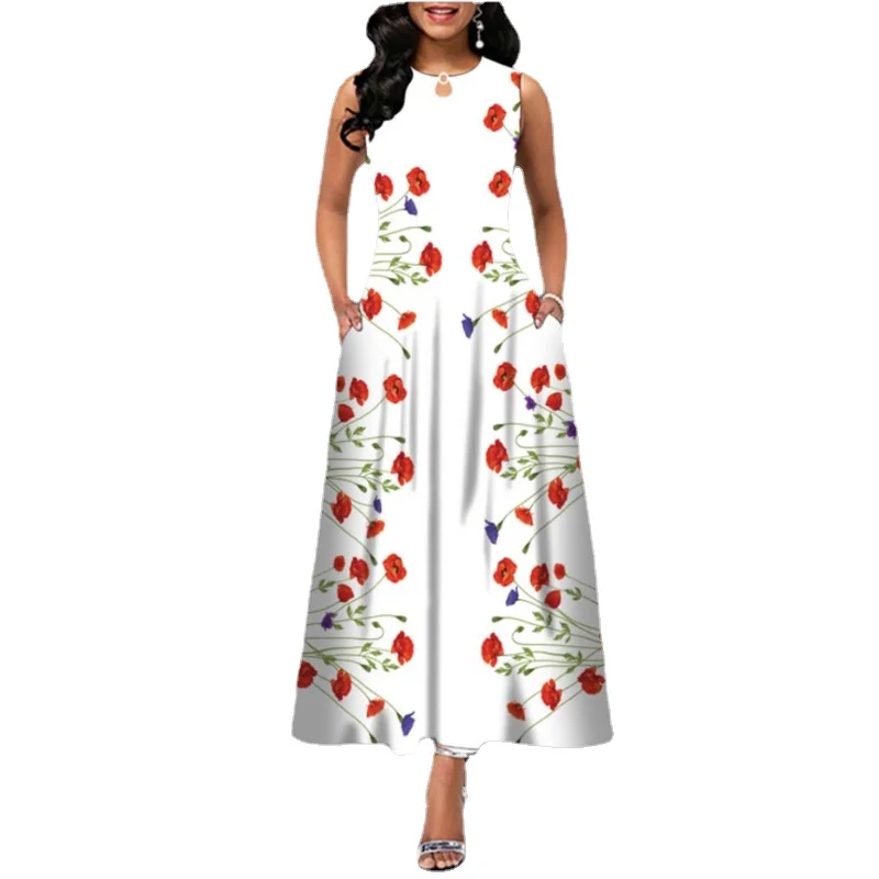 

Женские летние длинные платья в стиле бохо, повседневное шикарное элегантное платье макси без рукавов для отдыха, пляжа