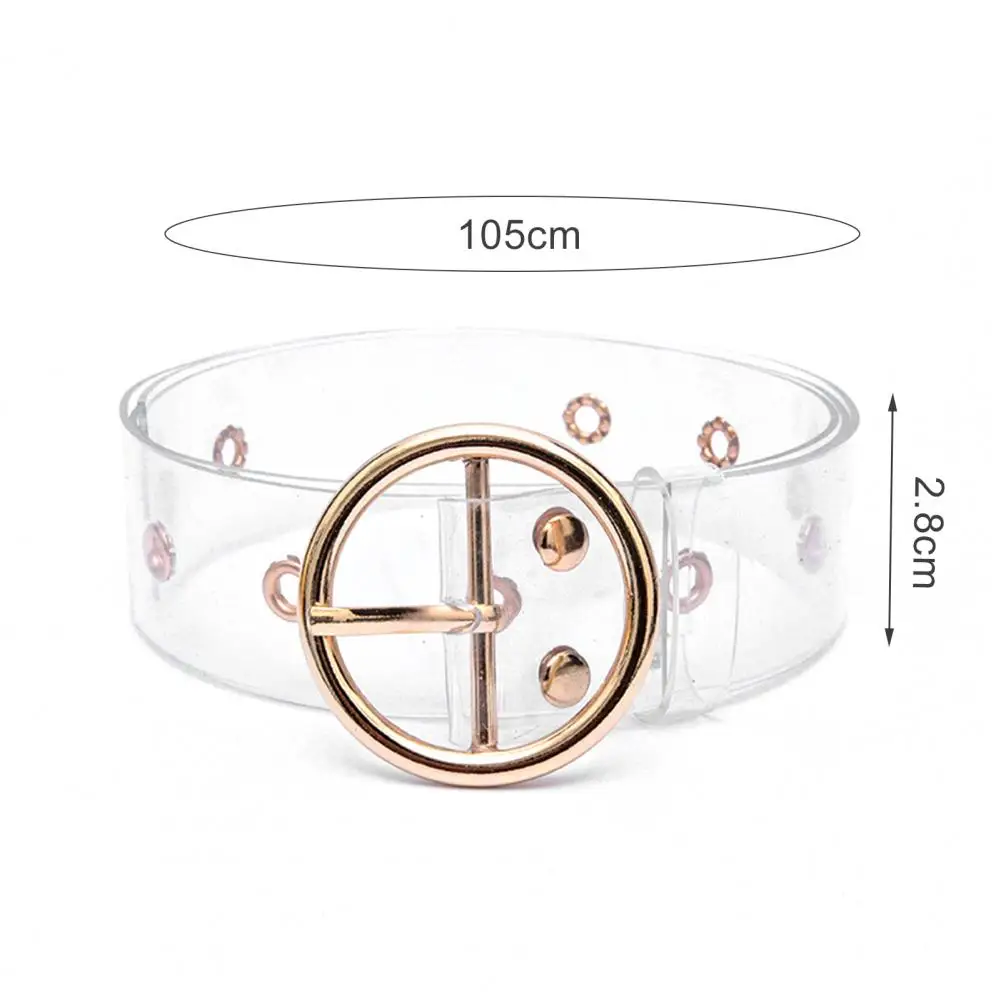 for School Adjustable Belt Waistband Women Transparent Unfading Square Circle Shaped Buckle Belts for School