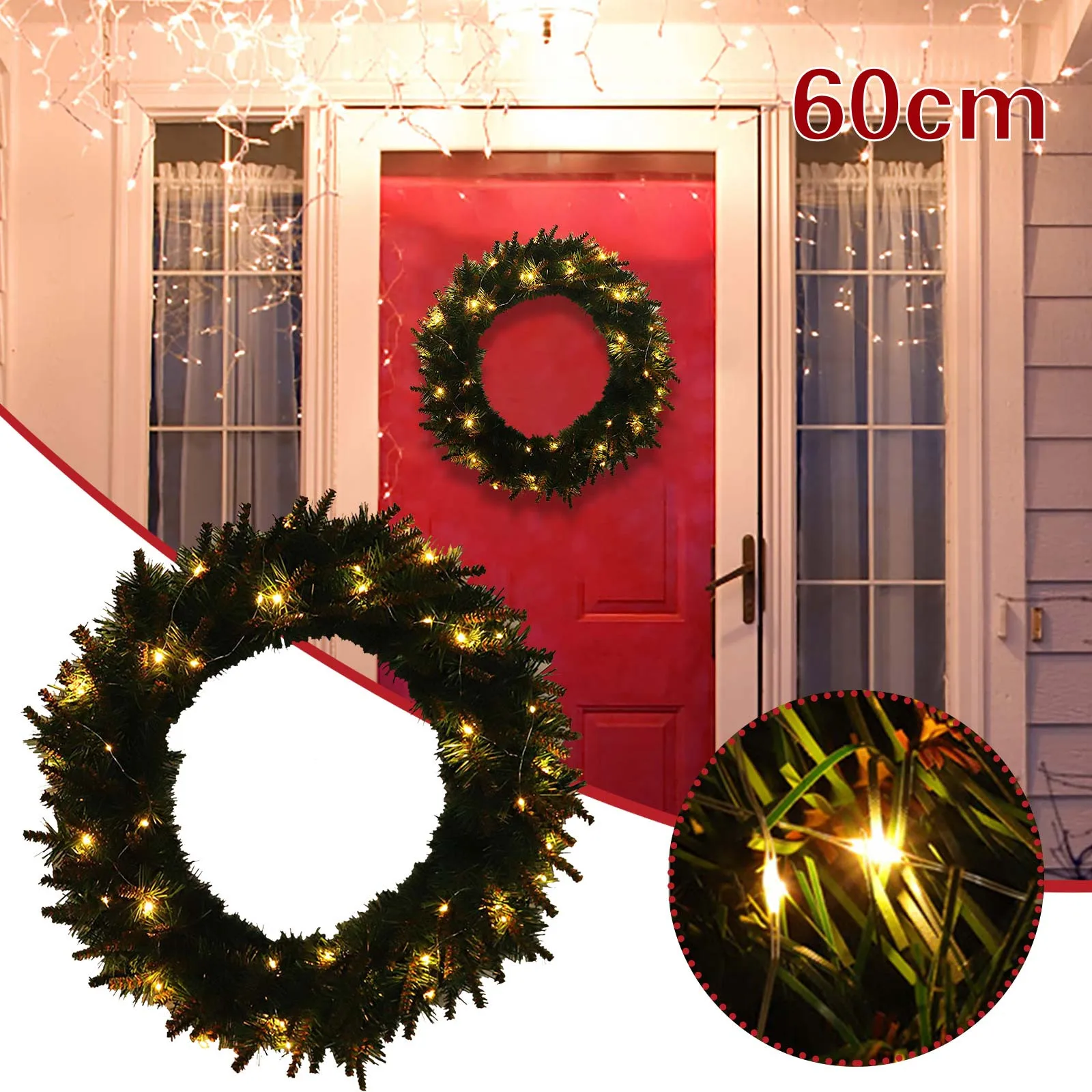 

Рождественский венок 60 см, рождественские украшения, Рождественский деревянный венок, дверной Настенный декор, мини-венки для кухонных шкафов