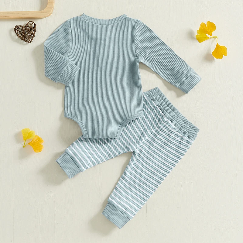 Осенняя одежда для маленьких мальчиков однотонный комбинезон в рубчик с