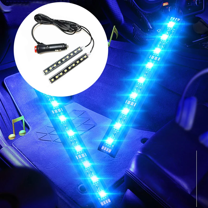 

Car Interior Atmosphere Lights Dash Floor Foot Strip Lights Cigarette Lighter Adapter Decorative Lamp