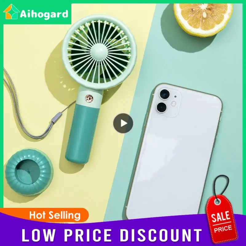 

Small Hand-held Fan Mini Mute Childrens Fans Rainbow Color Portable Summer Sports Fans Ventilador Summer Air Cooling Wind Power