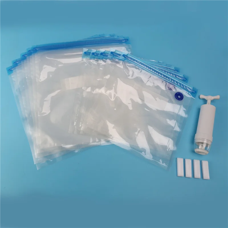 Фото -ESTR Sous Vide пакеты, 45 шт., многоразовая электрическая вакуумная плита для хранения продуктов, экономия герметизации с 3 ручными насосами, герметичный пакет 2 размера, 12 зажимов №2