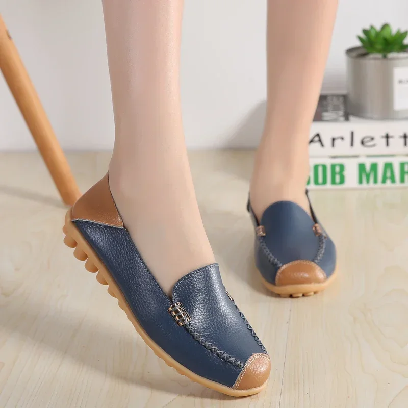 Кожаные лоферы женская обувь на плоской подошве Женская Большая