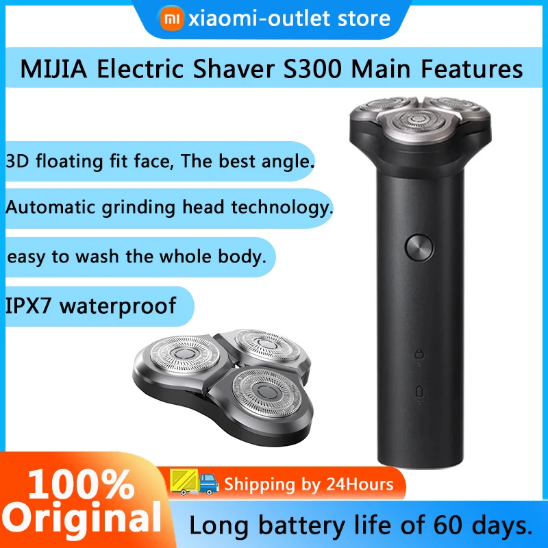 

XIAOMI MIJIA Electric Shaver S300 Portable Flex Razor 3 Head Shaving IPX7 waterproof Washable Beard Trimmer trimer Cutter