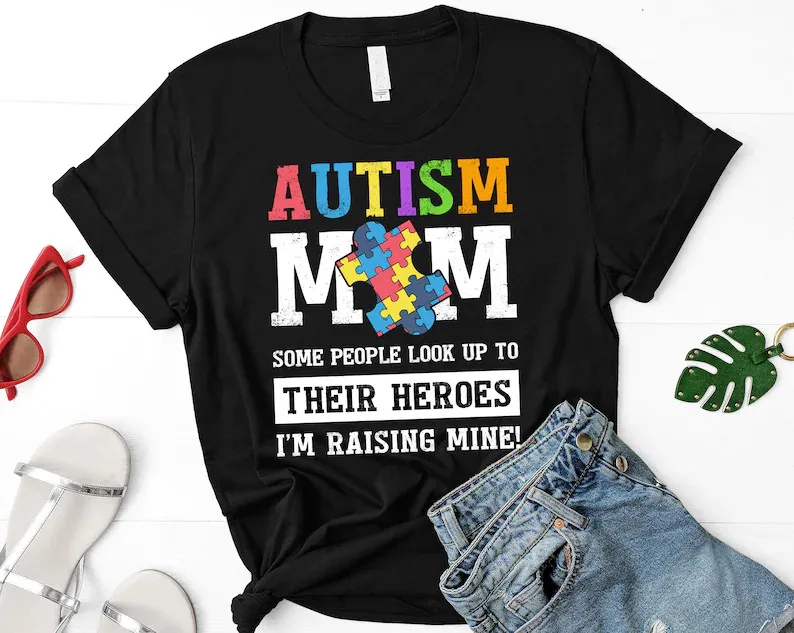 

Рубашка для мамы с аутизмом, рубашки для осведомленности об аутизме, модные графические корейские повседневные женские футболки с круглым ...