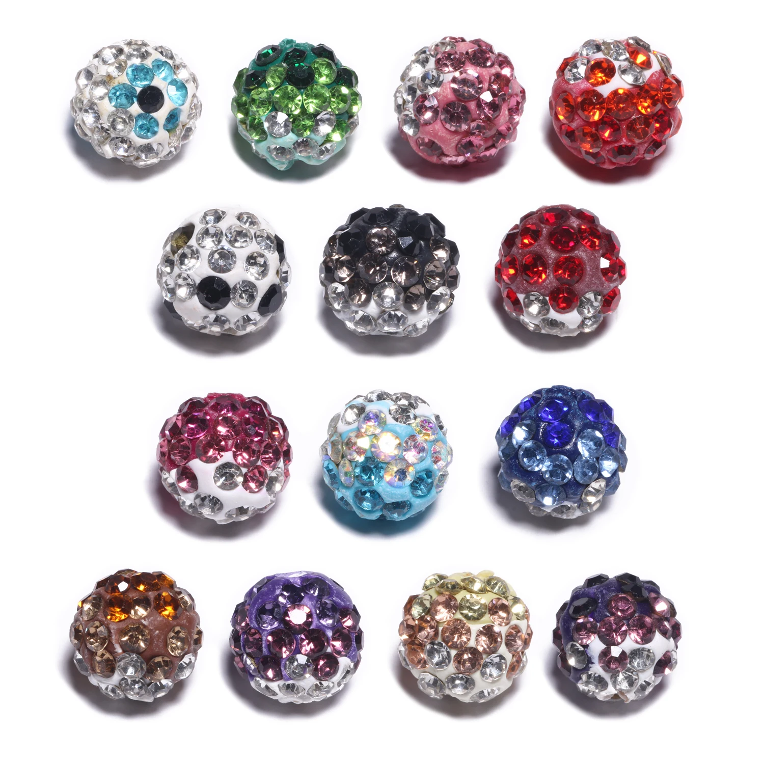 

Mixed Color Rhinestone Crystal Ball Round Clay Loose Beads For Jewelry Making DIY Bracelet Necklace Crafts Accessories10mm 10pcs