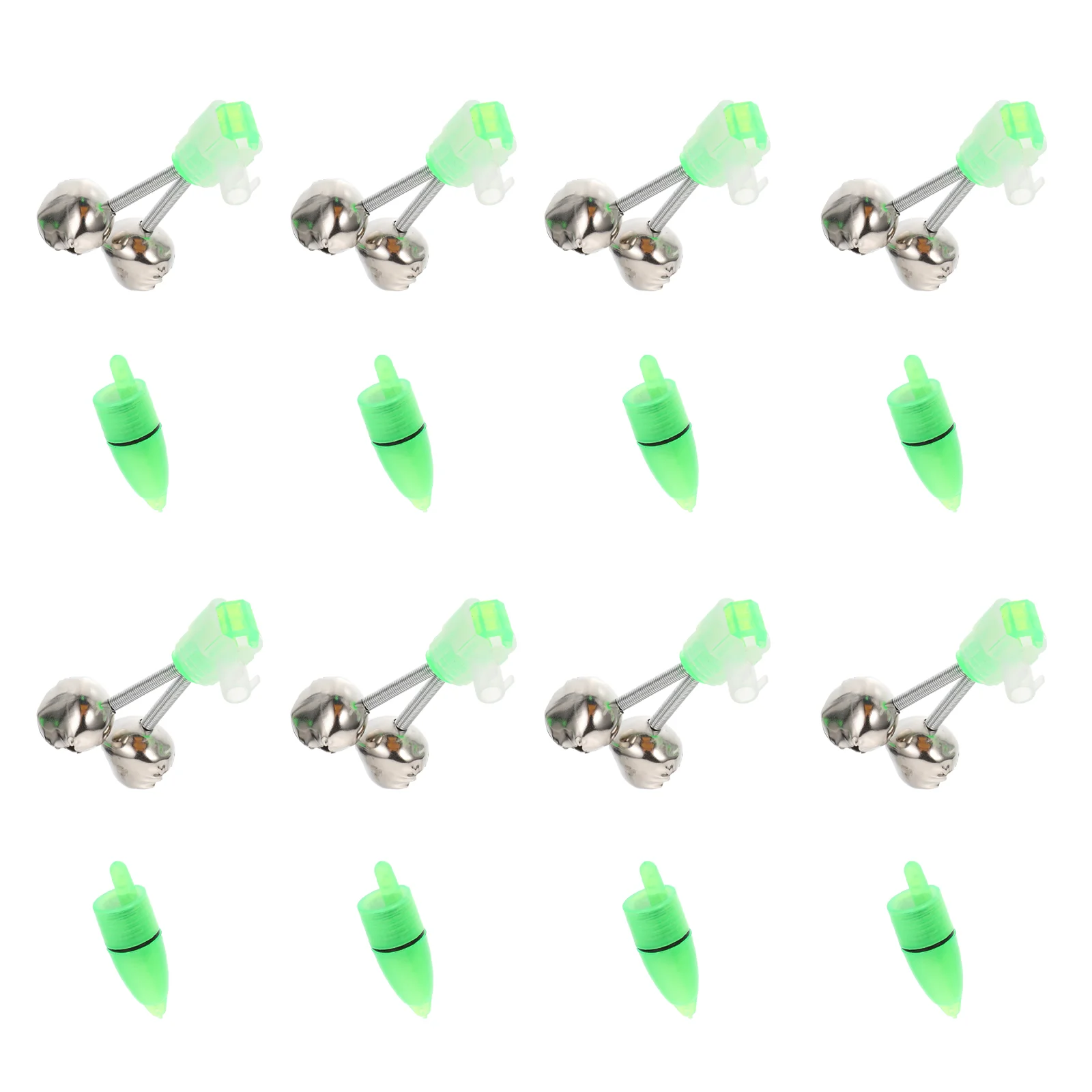 

20 Sets Fishing Bells Bite Ring LED Light Sound Alert Indicator Bells (Green)