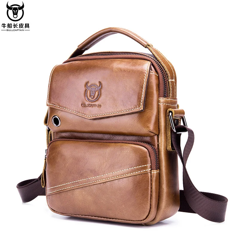 

2024 New Cow Captain Leather Goods Genuine Men's Casual One Shoulder Crossbody Bag Head Layer Portable