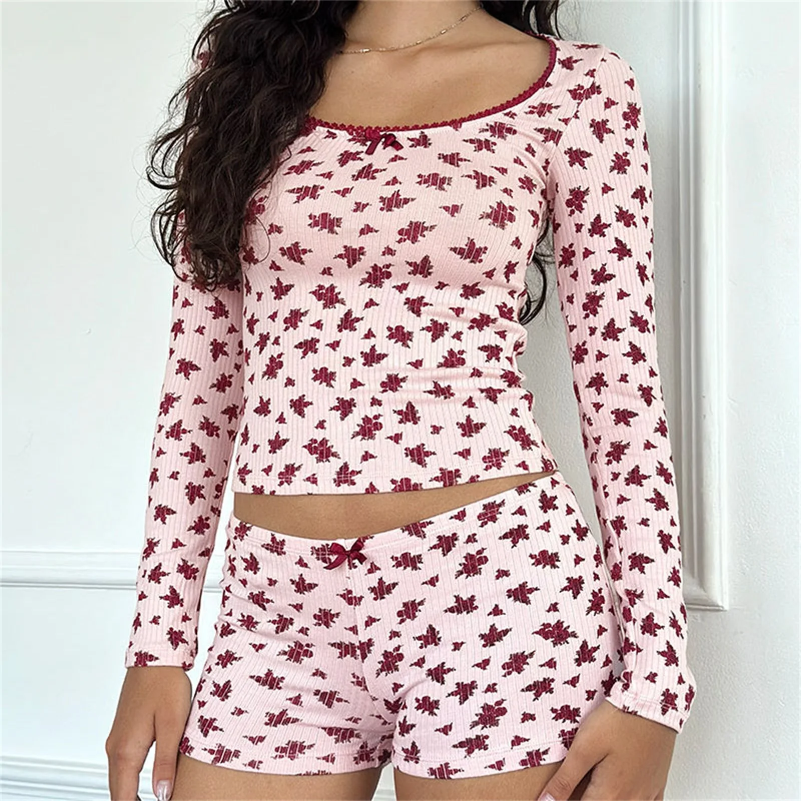 Женская летняя одежда комплект из 2 предметов футболка с длинными рукавами и