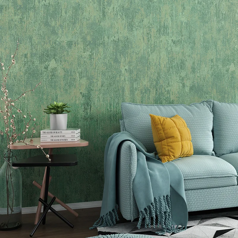 

American Country Pastoral Dark Green Wallpaper Solid Color Retro Nostalgic Style Bedroom Living Room Non-woven Background