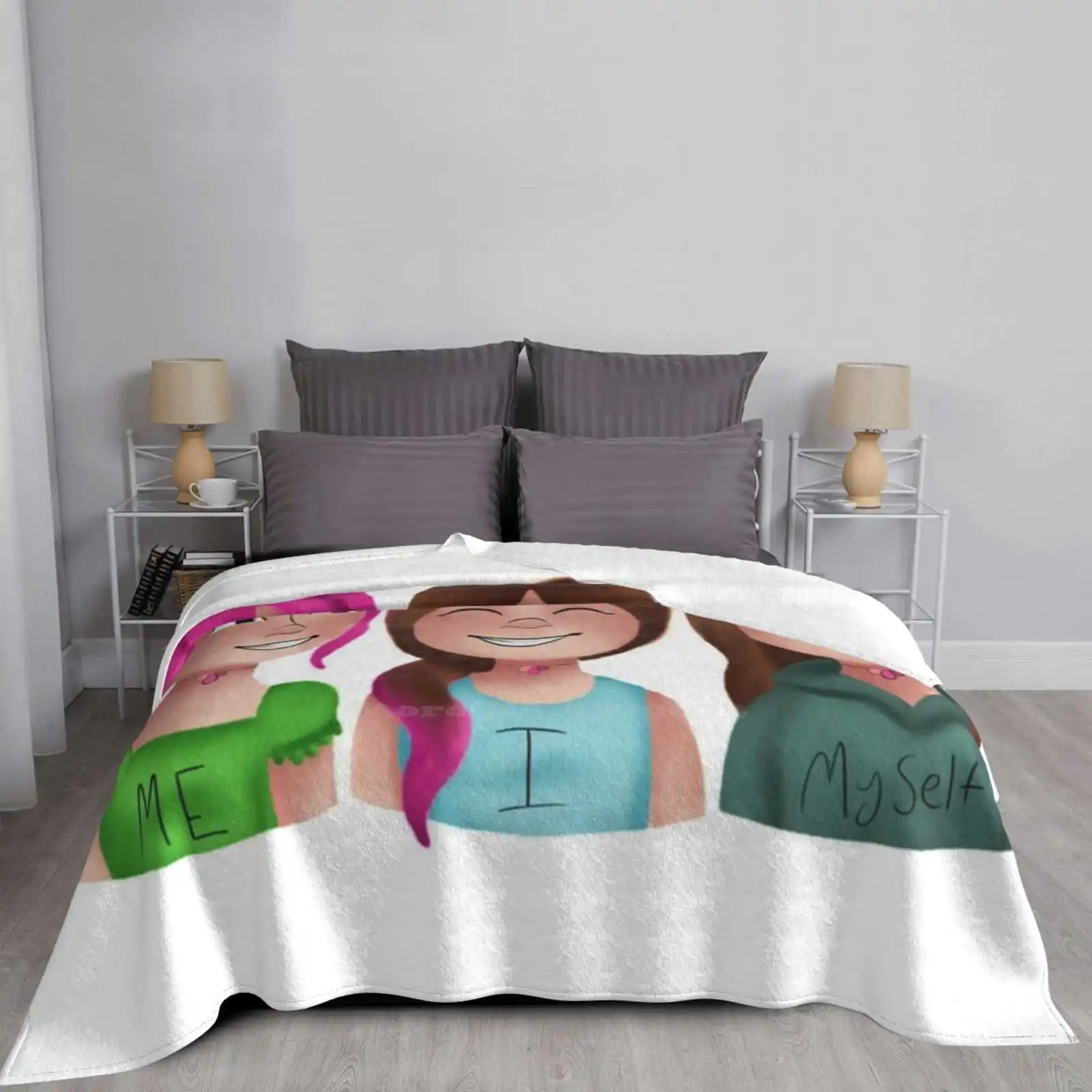 Me Myself And I Мягкое теплое одеяло Забавный мем Oc Haha Mental Health Оригинальные персонажи