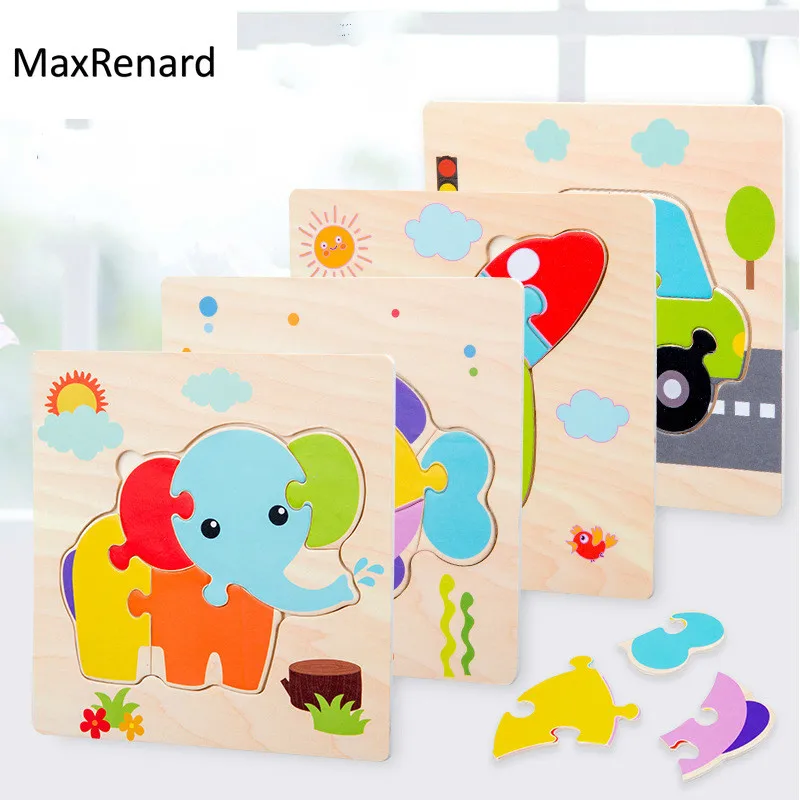 

Children Wooden Jigsaw Puzzle Baby Toys Learning Toys Puzzle 3D Animal Early Educational Wooden Toys for Kids Birthday Gifts