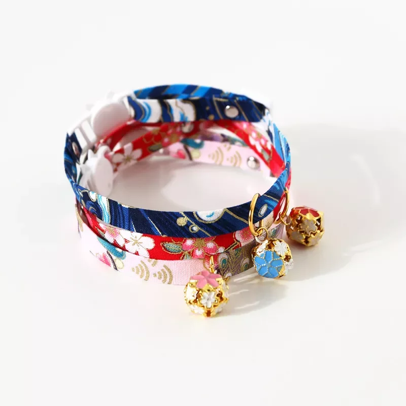 

2020JMTJapanese Style Adjustable Pet Flower Hollow Bell Pet Collar Cat Dog Collar Dog Rabbit Chinese Style Accessories