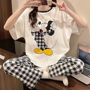 Imported Disney Cartoon Mickey Winnie Snow White Pajamas Ladies Summer Short Sleeves Cute Pants Thin Girls Lo