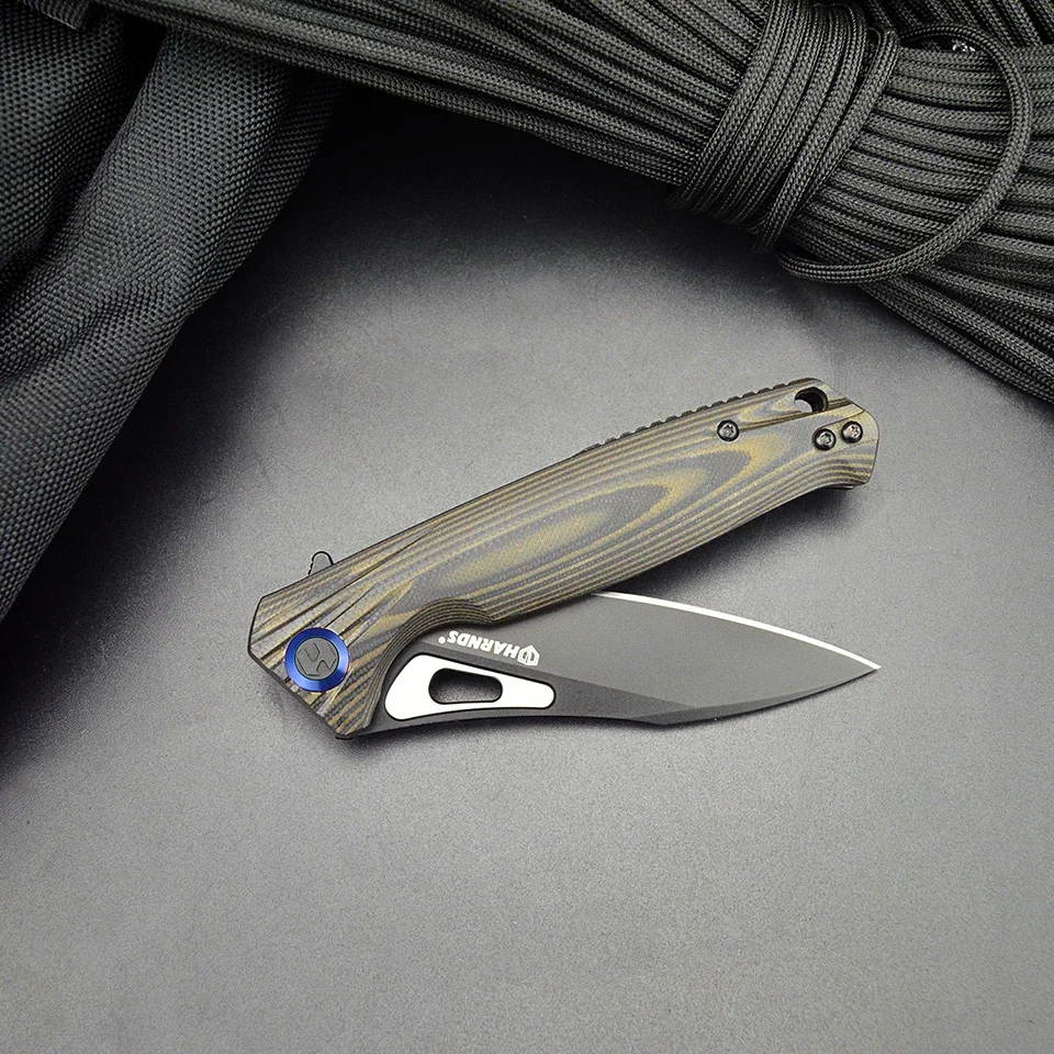 Фото Складной нож HARNDS Falcon из стали BOHLER K110 с рукоятью G10 для кемпинга, охоты, повседневного ношения, выживания на природе, рыбалки (флиппер) №1