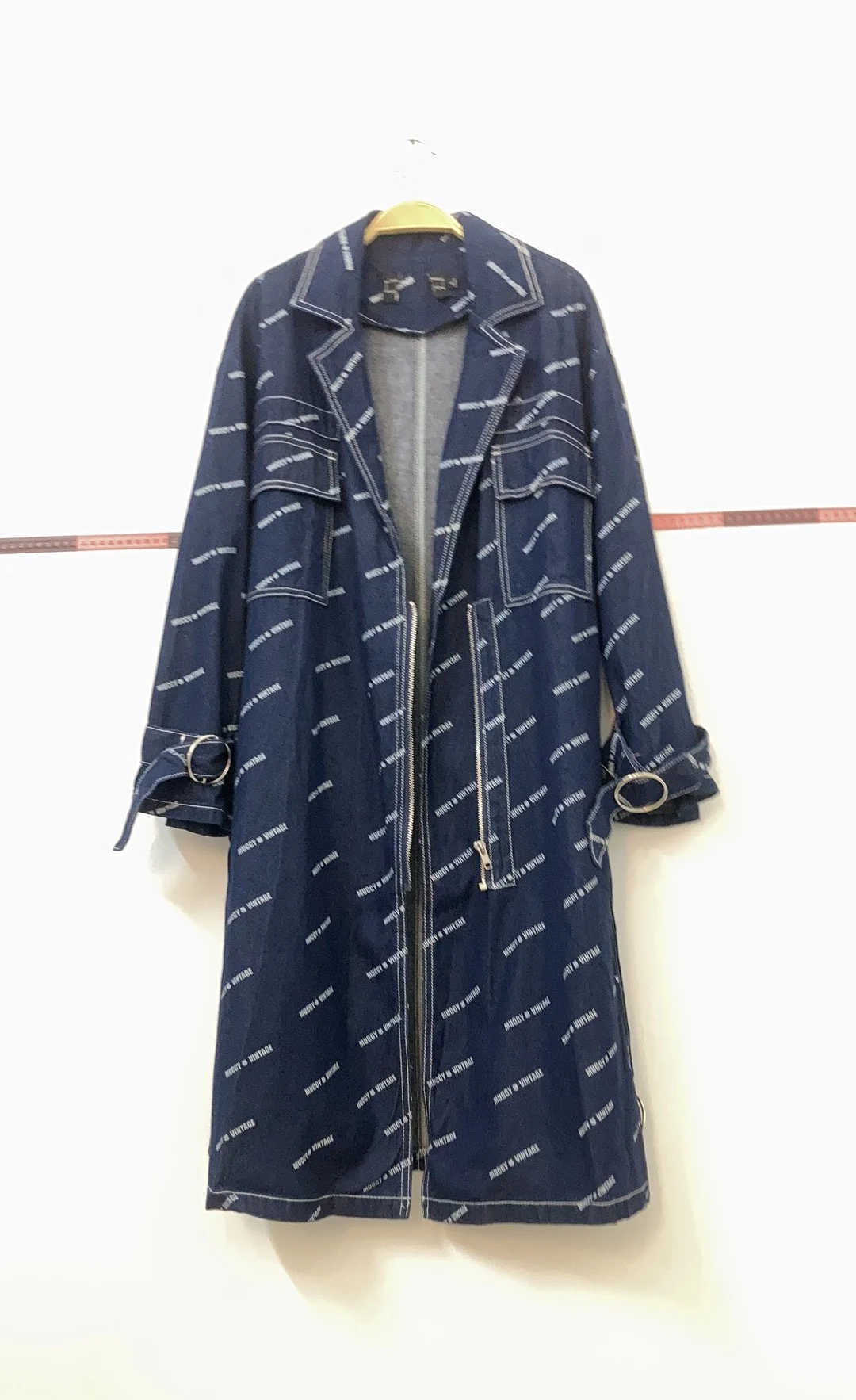 

Denim Printed Trench Coat Cowboy Jackets Women Fashion Jeans Casual Pocket Vintage Windbreaker Top Cardigan Clothes Outerwear