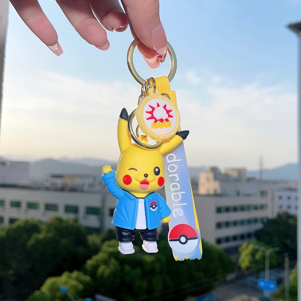

Kawaii Anime Pokemon Figurine Keychain Cute Pikachu Psyduck Squirtle Figure Model Keyholder for Kids Toys Gifts Backpack Keyring