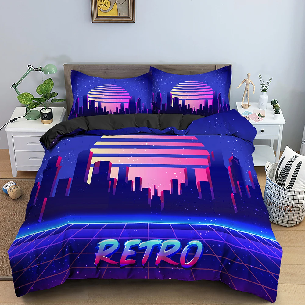 

Game Scene King Queen Duvet Cover 3D Neon Bedding Set Youth Hippie Hip Hop Quilt Cover Modern Rock Polyester Comforter Cover