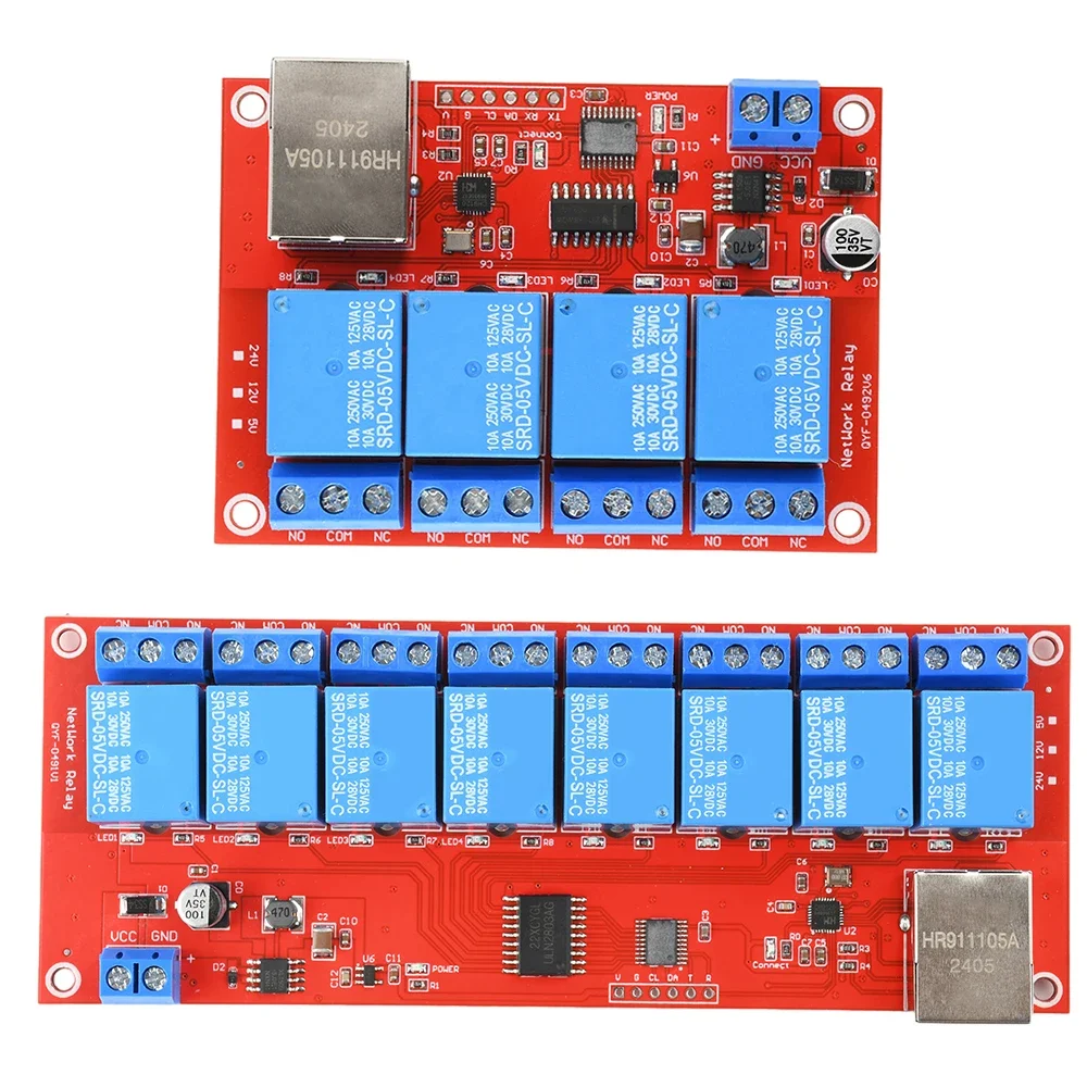 

DC 5 В/12 В/24 В 4/8-контактный релейный модуль со светодиодными индикаторами Релейный модуль Переключатель Управление локальной сети Умное устройство Пульт дистанционного управления