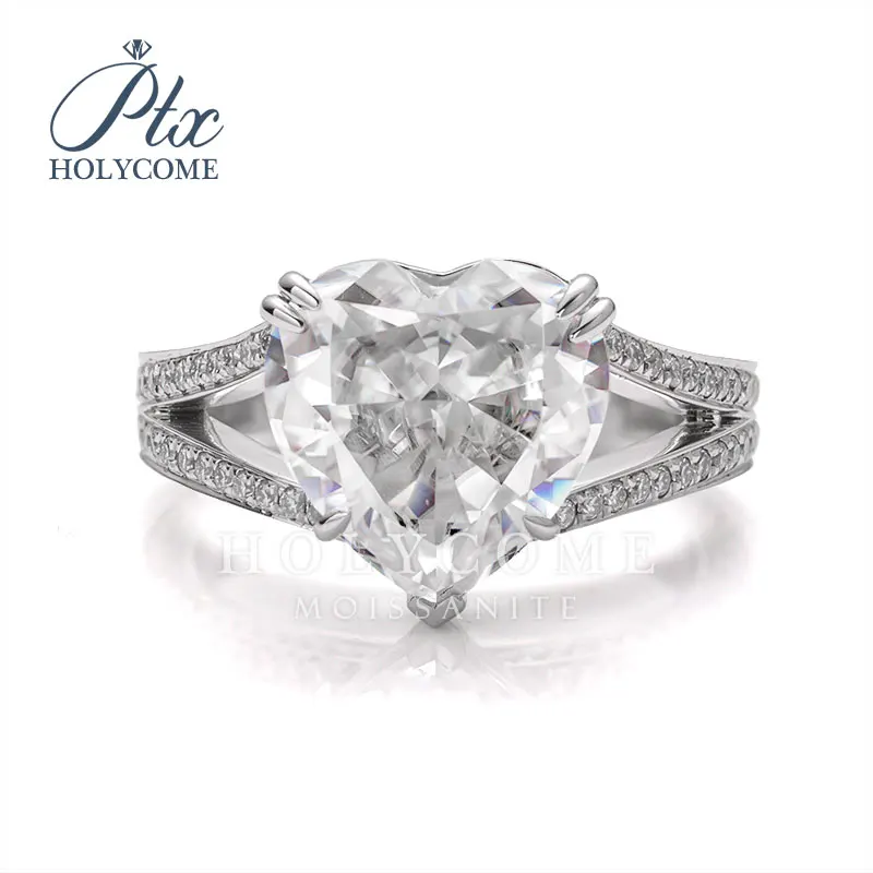 

2022 Luxury 6.5*6.5MM heart cut moissanite fashion 14k solid gold women ring 모이사나이트 Камни احجار كريمة piedras