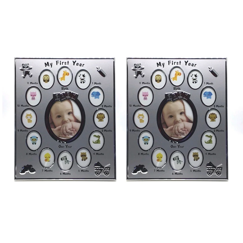 

2X Kids Photo Frame My First Year Baby Gift Kids Birthday Gift Home Family Decoration Ornaments 12 Months Picture Frame