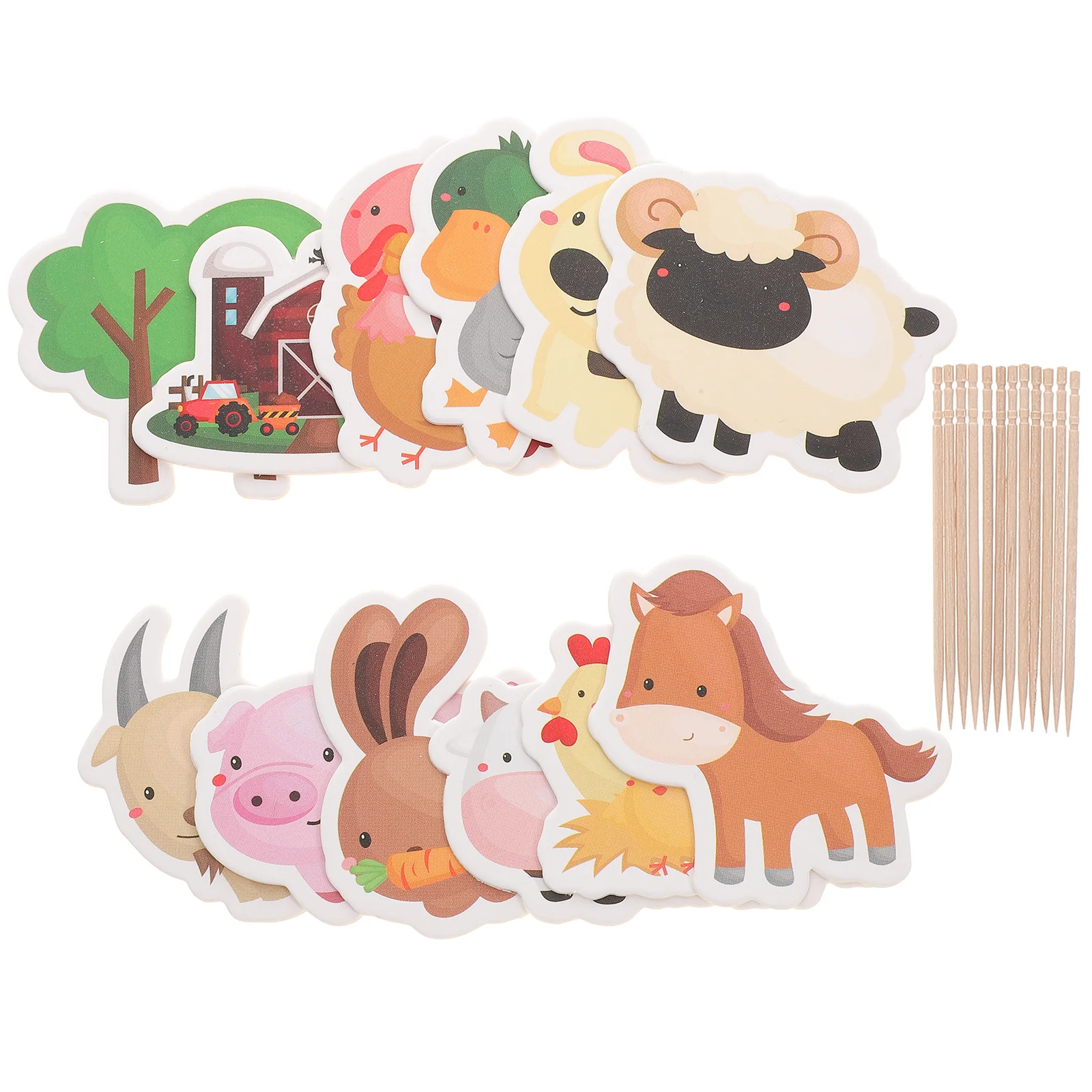 

Cake Farm Animal Cupcake Party Toppers Birthday Picks Supplies Topper Decorations Kids Cartoon Theme Barnyard Favors Decoration