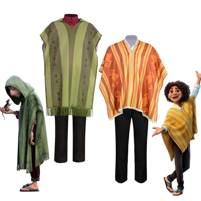 

Disney New Adult & Kids Encanto Bruno Cosplay Costume Halloween Camilo Dress up Clothing for Boys Man Cloak Shirt Pants 3pcs Set