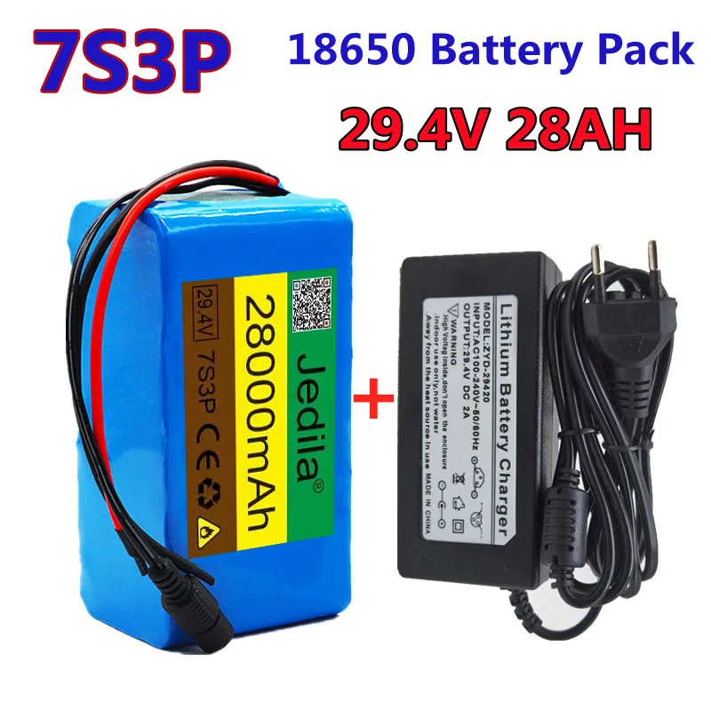 

29.4V 28Ah 7s3p 18650 battery lithium battery 29.4v 28000mAh Electric Moped electric Lithium ion Battery pack + 2A Charger.