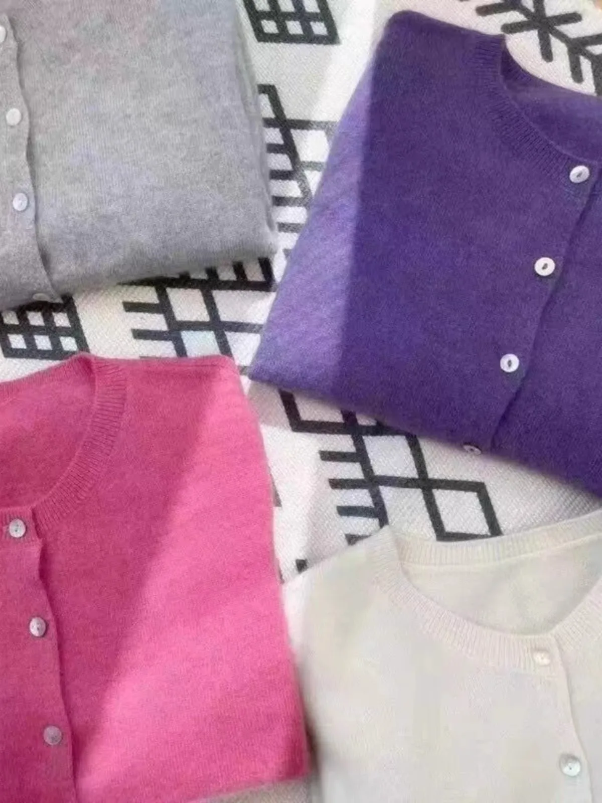 100% кашемировый вязаный кардиган женский осенне-зимний шерстяной свитер с