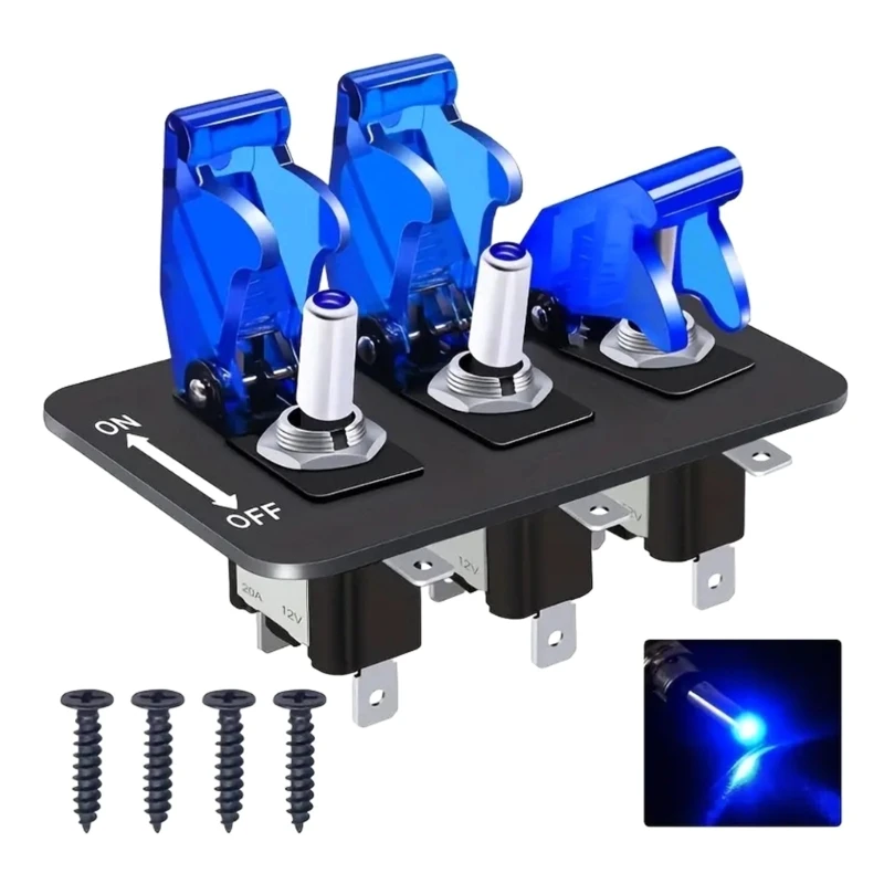 

12В 24В 3-х групповая панель переключателей с предохранителями 20А, кнопки включения и выключения, автомобильные дома на колесах