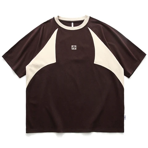 Футболка мужская хлопковая оверсайз, винтажная Повседневная рубашка с комбинированным цветным принтом, уличная одежда в стиле хип-хоп, лето 2023