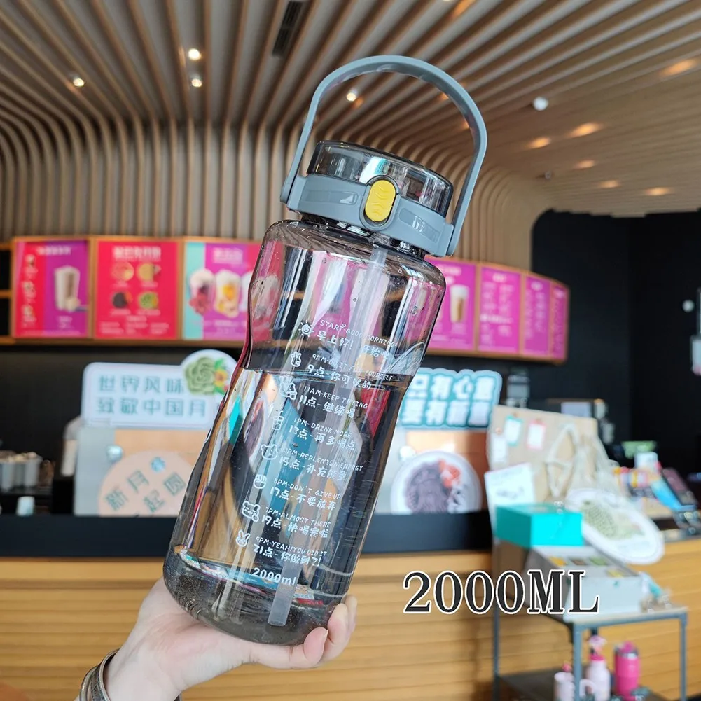 

1450ml 2000mL Gradient WaterBottle With Bounce Cover Cup Fitness Sport Water Bottle Double Drinking Straw