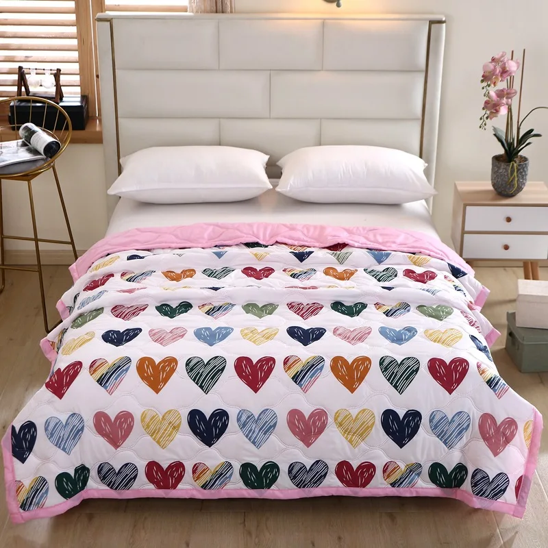 Quilt Cute Skin-friendly Summer Washable Air-conditioning Printed Thin Comforter Comfortable Breathable Bedspread On The Bed